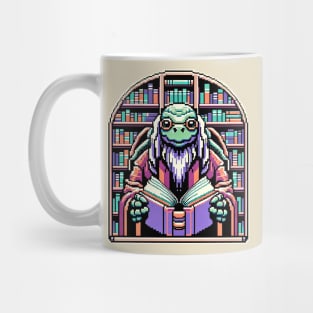 Wisdom Keeper - Cybernetic Turtle Librarian Pixel Art Mug